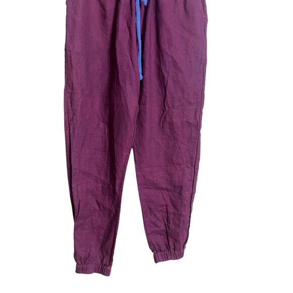 LWN Los Angeles Burgundy Cotton Pants Drawstrings Womans Medium - Picture 5 of 9